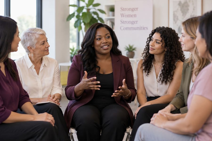 Women connecting and supporting one another in community